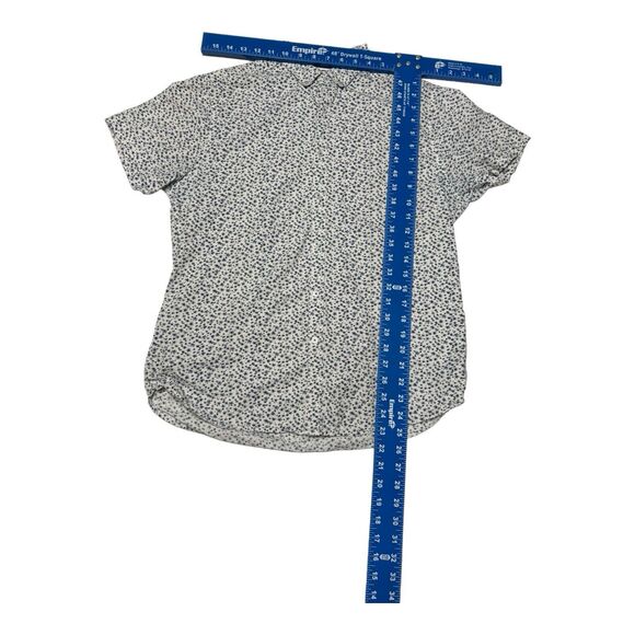 Denim & Flower Men's Shirt Short Sleeve Medium Blue Floral Button Down Slim Fit - Picture 9 of 10